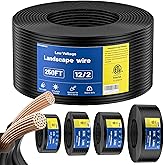 ZONEGRACE 250FT 12/2 Low Voltage Landscape Wire, 12 Gauge Landscape Lighting Wire, ETL Listed Stranded Pure Copper (65×0.254mm), Direct Burial PVC Jacket, Outdoor Low Voltage Landscape Cable 12/2