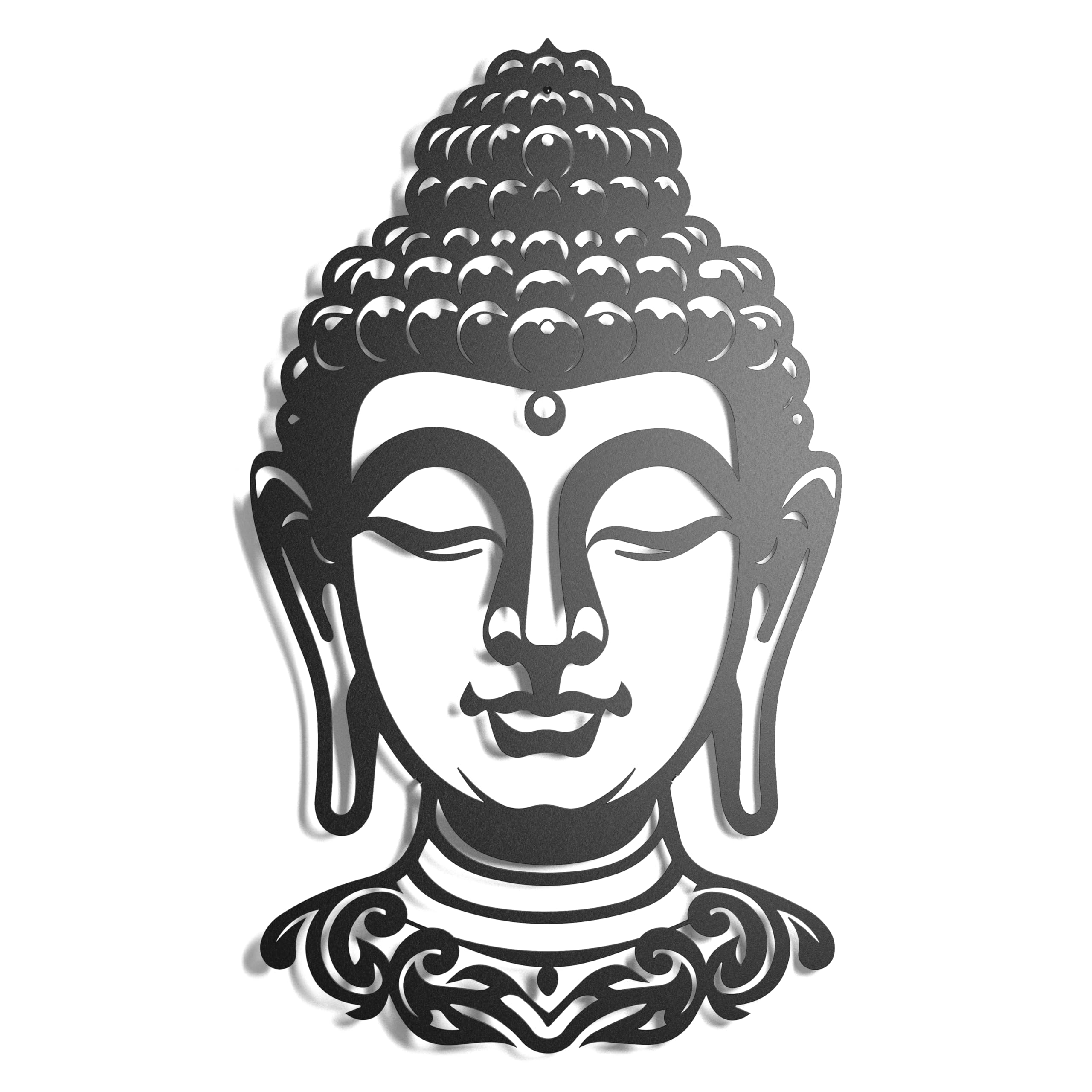 keluly Metal Decorative Wall Sculpture Floating Shadow Steel Buddha Head 43 x 31 cm — image 1