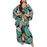 KEYLORTING Women’s Kaftan Beach Cover Up Dress Plus Size Summer Swimsuit Loungewear Maxi Dress
