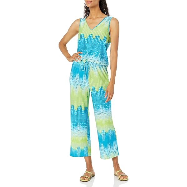N Natori Women's Pajama Set - 27" Length, 26" Inseam, Rayon Crinkle, Drawstring Pant, Half Placket Top