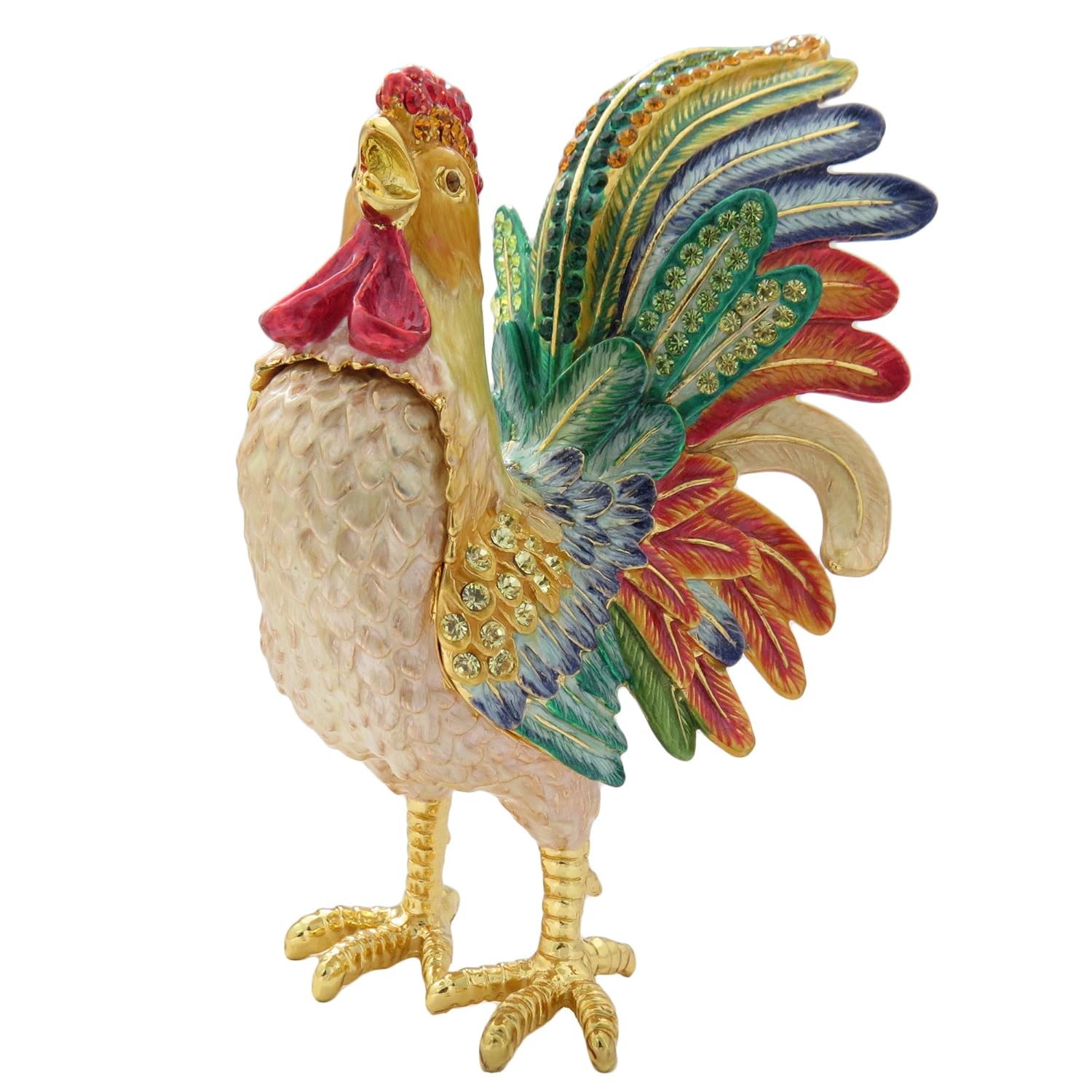 Collectable Adorable Rooster Antique Crystal Collectible Gift Vintage Trinket Figurine Jewelry Box