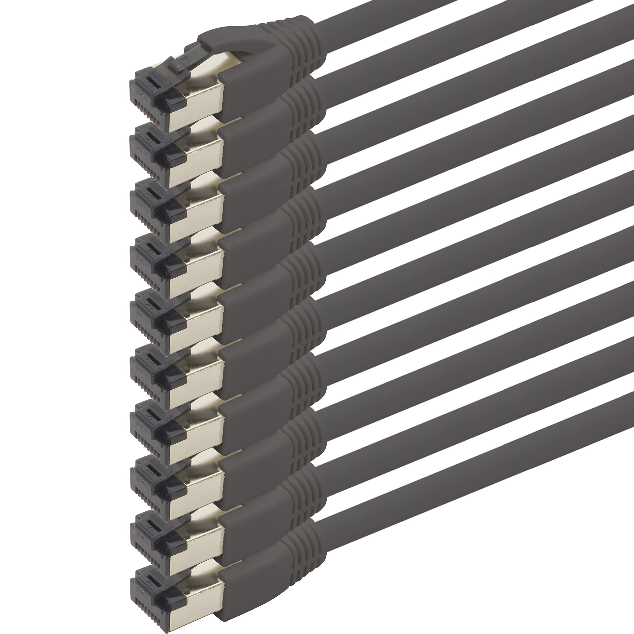 1aTTack.de 3.0 m Cat 8 network cable CAT8 cable black - pack of 10 Cat.8 Lan 2000 MHz 40 Gbit s 40GBase-T Poe+ patch cable Ethernet cable LSZH - 10 x 3 meters black