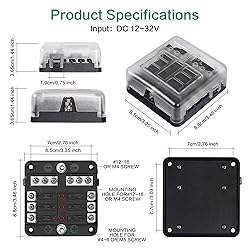 Deyooxi 6 Way Fuse Block,12V Blade Fuse 6 Circuit
