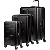 SwissGear 8020 Eclipse Hardside Expandable Luggage with Spinner Wheels, Black, 3-Piece Set (18/24/27)