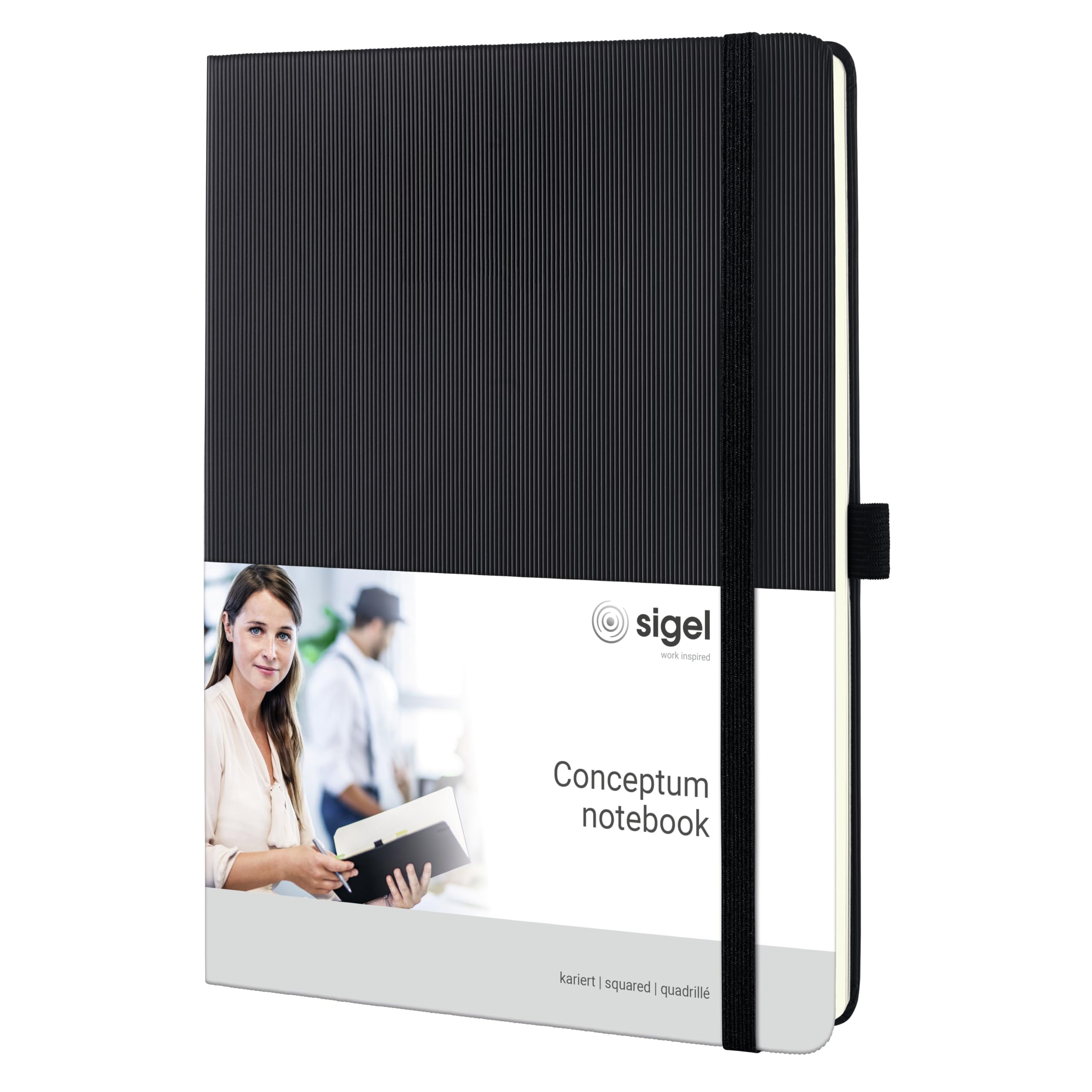 SIGEL CO117 Premium Notebook squaRed, tablet format, hardcover, Black - Conceptum