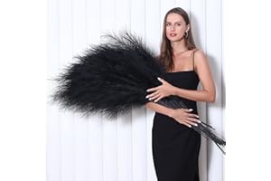 WERTUIRK 8 Pcs 45 inch Tall Faux Pampas Grass Decor, Large Artificial Black Pompous Grass Bulk, Long Fake Pompas for Floor Vase Filler, Wedding, Baby Shower, Home and Boho Decor (Black)