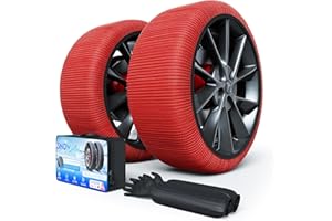 SOTISI Snow Socks for Tires, Winter Traction Alternative to Snow Chains, Emergency Anti-Slip Tire Covers for Cars/SUVs/Trucks, Reusable, Certified Snow Traction Device for Ice & Snow Driving.(Red -XL)
