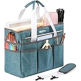 Nicpro Craft Organizer Art Bag, Large Tote Bag for Art Supply Storage with Detachable Shoulder Strap & Multiple Pockets, Portable Craft Bag for Scrapbooking, Journal, Sewing, School, Office Supplies