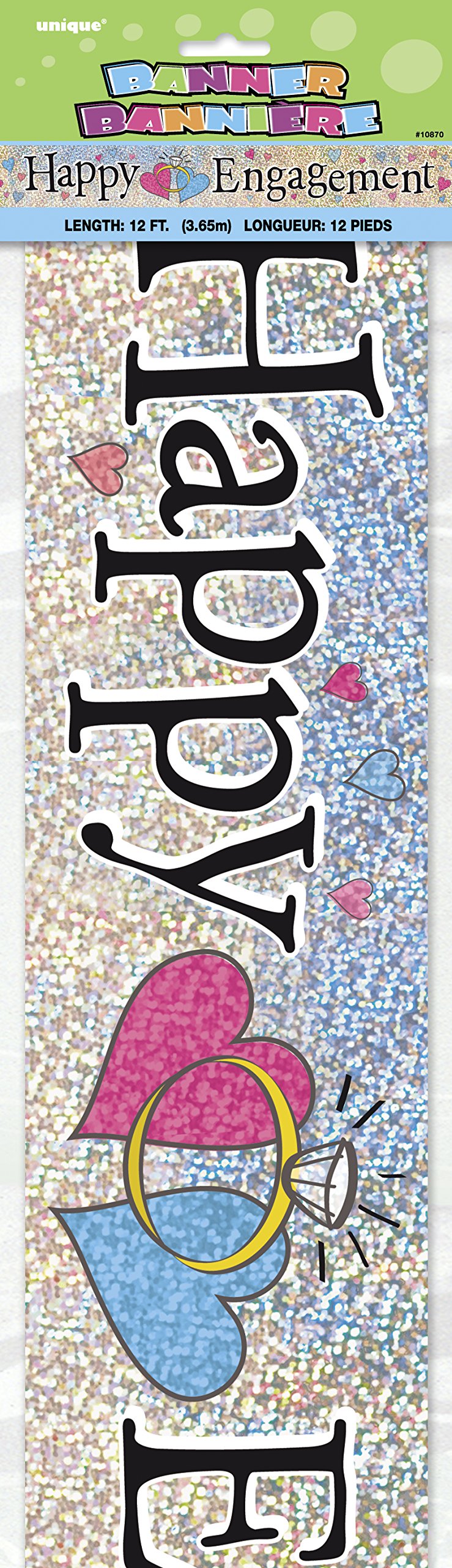 Sparkling Happy Engagement Prism Banner (3.6 Meters) 1 Piece - Celebration Banner for Memorable Moments
