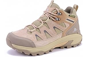 Queday Mens Womens Leather Waterproof Hiking Boots Lightweight Outdoor Walking Shoes Breathable Suede Hike Trekking Trails Camping Climbing