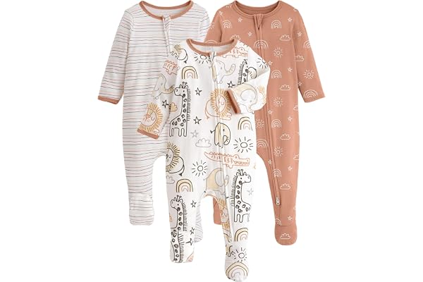 Yoofoss Baby Pajamas 100% Organic Cotton Newborn Sleepers Boy Girl Clothes | Two Way Zipper Footed Pjs for Newborn 0-3 3-6 6-