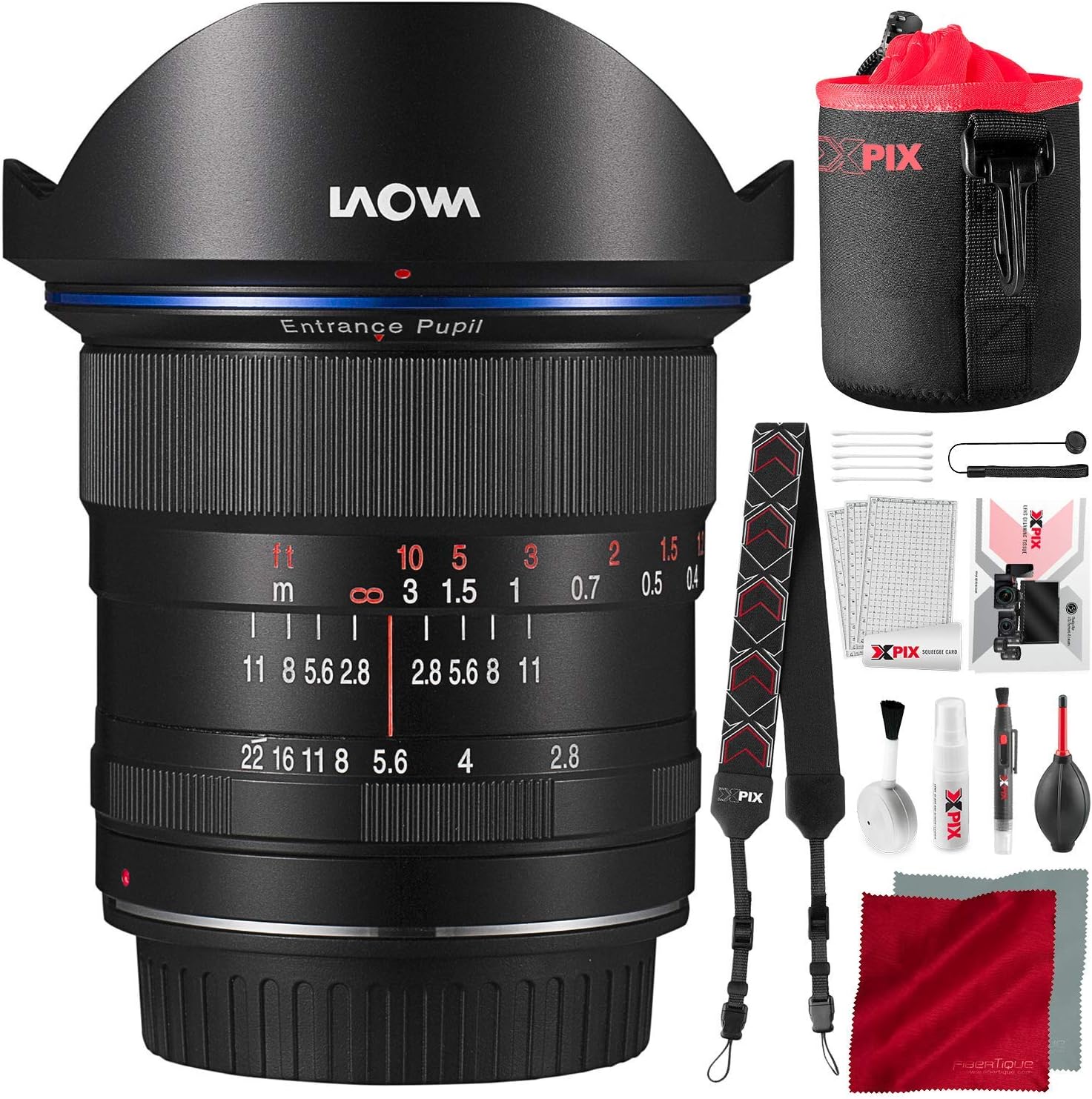 Laowa Venus Optics 12mm f/2.8 Zero-D Lens for Nikon F (Black) with Lens Pouch and Deluxe Cleaning Set Accessory Bundle