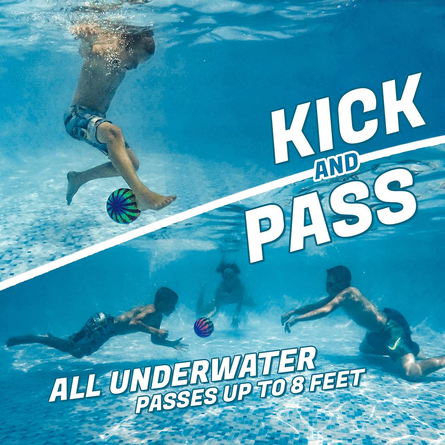 Watermelon Ball JR Underwater Pool Toy | Pool Ball for Under Water Passing, Dribbling, Diving and Pool Games for Teens, Kids, or Adults | 6.5in. Ball Fills with Water: Toys & Games