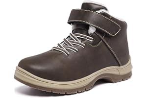 YINGCSM Boys Snow Boots Warm Fur Lined Non Slip Winter Shoes Lightweight Water Resistant Hiking Boot