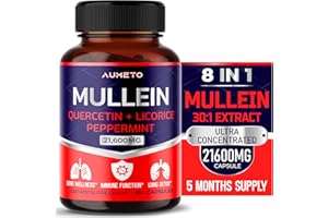 AUMETO MULLEIN 21,600mg with QUERCETIN LICORICE- Lung Detox, Cleanse, Immune Booster (150 count (pack of 1))