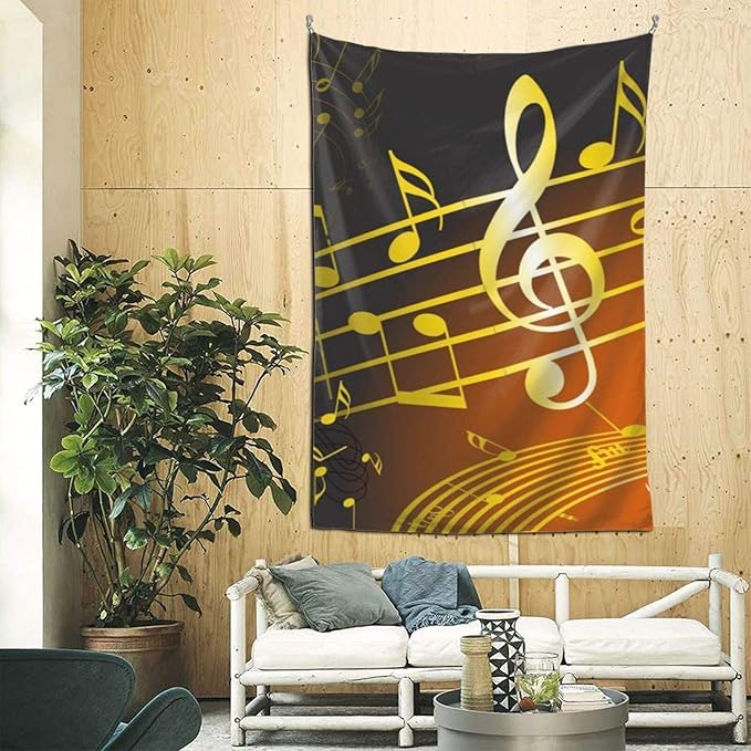 AEMAPE Tapiz Dorado Nota Musical música tapices de Pared tapices