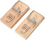 Pest-Stop Little Nipper Mouse Trap | Wooden Indoor Snap Traps Pack of 2