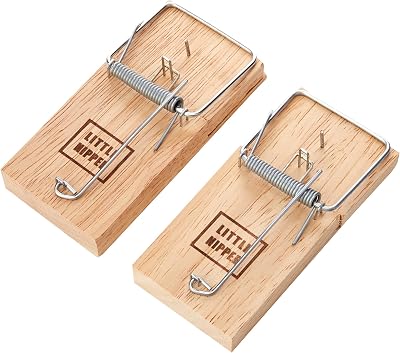Pest-Stop Little Nipper Mouse Trap | Wooden Indoor Snap Traps Pack of 2
