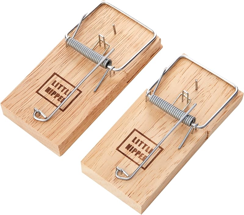 Pest-Stop Little Nipper Mouse Trap | Wooden Indoor Snap Traps Pack of 2