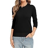 QUALFORT Women's Sweaters Long Sleeve Soft Lightweight Basic Knitted Pullover Sweater