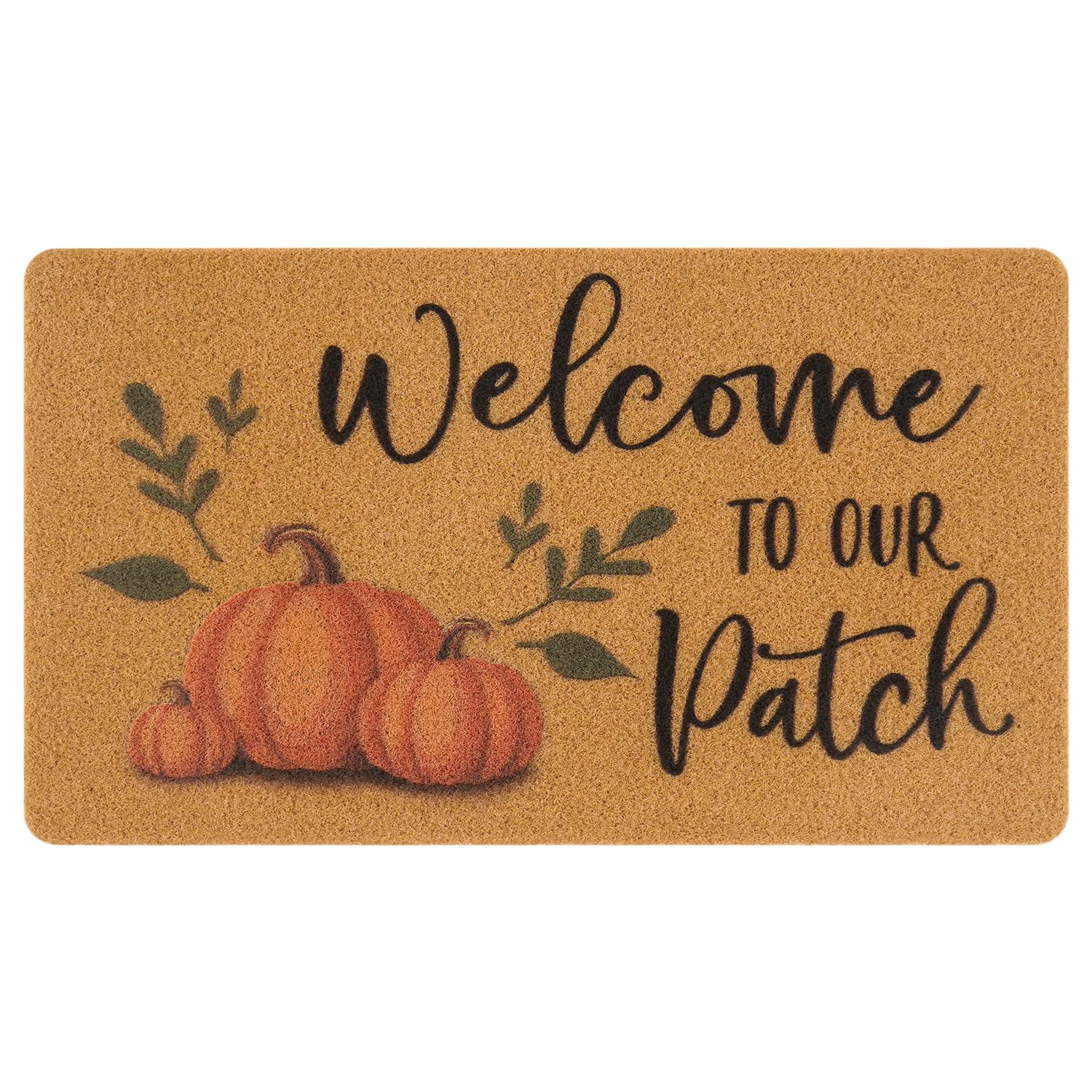 Photo 1 of UINI Fall Door Mat, Pumpkin Welcome Mats Outdoor Indoor, Welcome to Our Patch Autumn Front Door Mats, Non Slip Fall Harvest Door Rug, Resist Dirt, 17" x 30", Easy to Clean