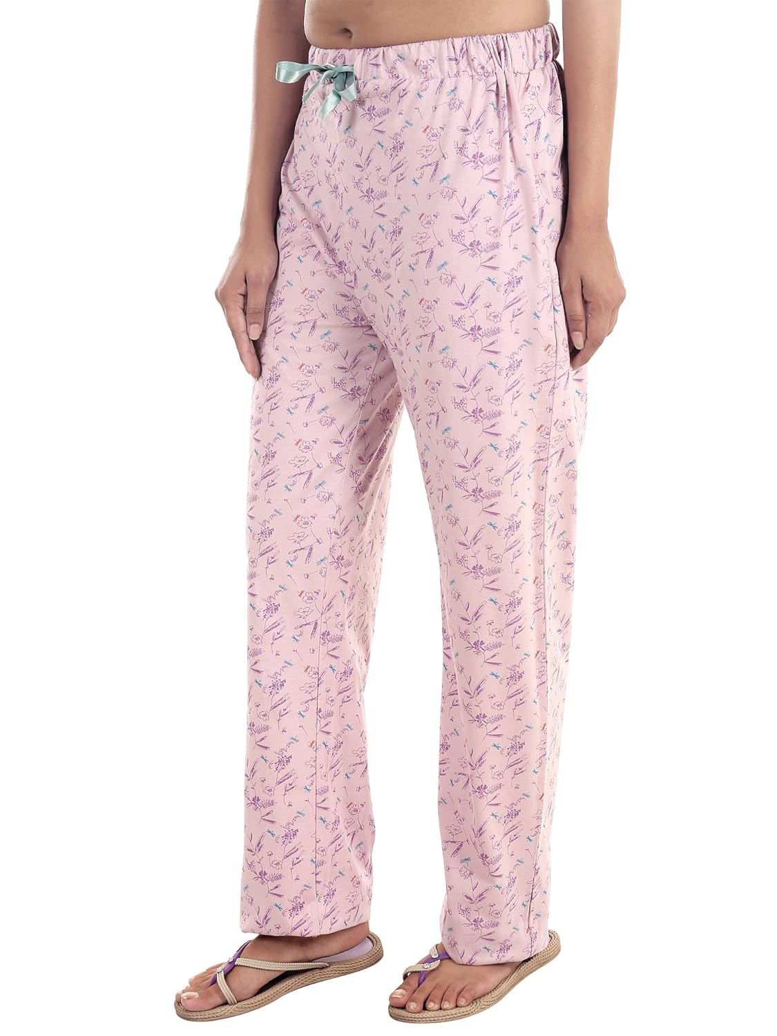 9teenagain women's hosiery night pyjama (lavender printed)