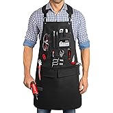 NoCry Woodworking Apron for Men — Reinforced Pockets with Metal Rivets, Magnetic Holder & Leather Tool Loops — Shop Aprons for Men with Cross-Back Straps, Non-Slip Shoulder Pads & Quick-Release Buckle