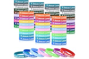 CYCLUSIVE Jesus Loves You Silicone Wristbands Colorful Rubber Christian Bracelets for Men Women Party Favors
