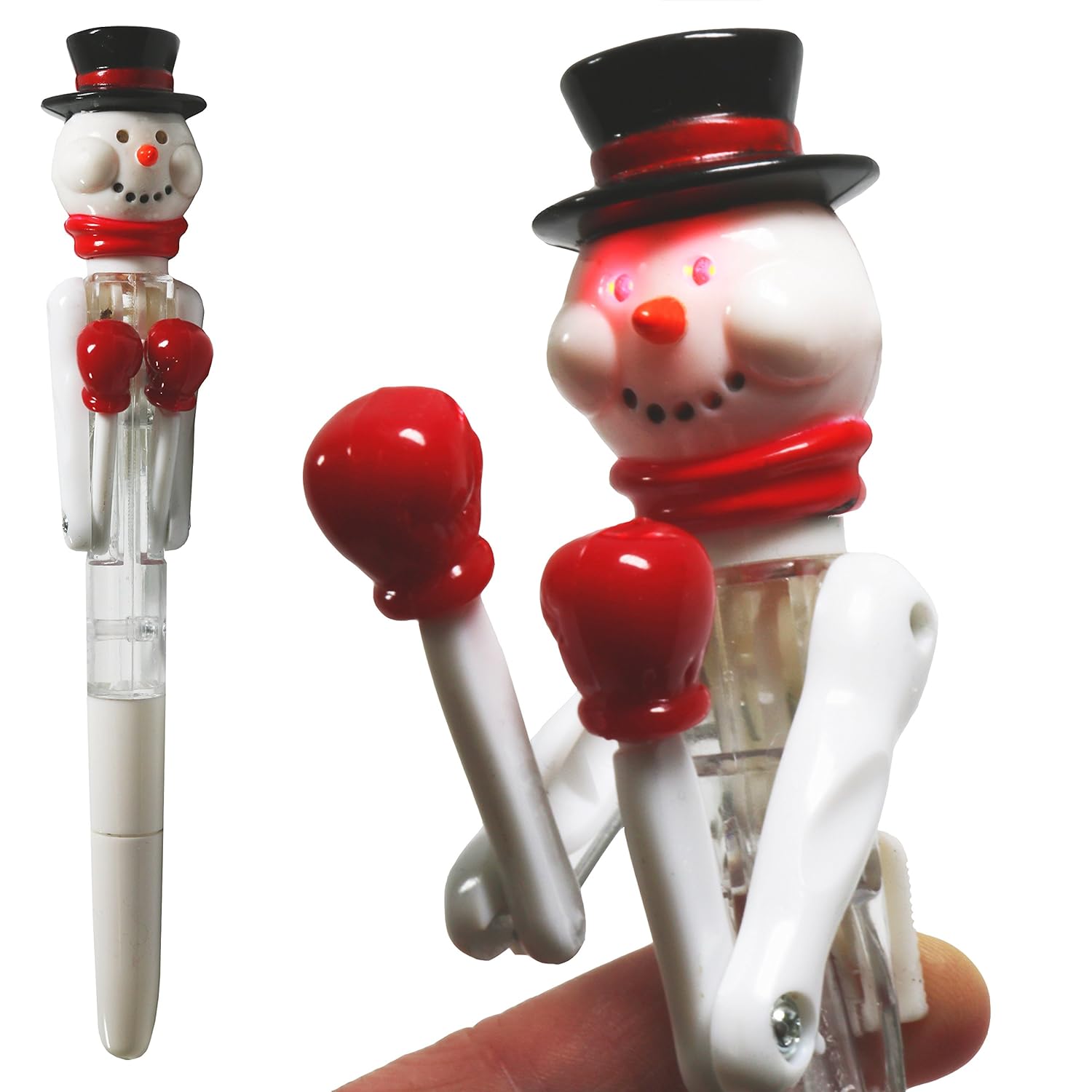 1 Christmas Boxing Santa Or Snowman Light Up LED Eyes Pen (1 Snowman
