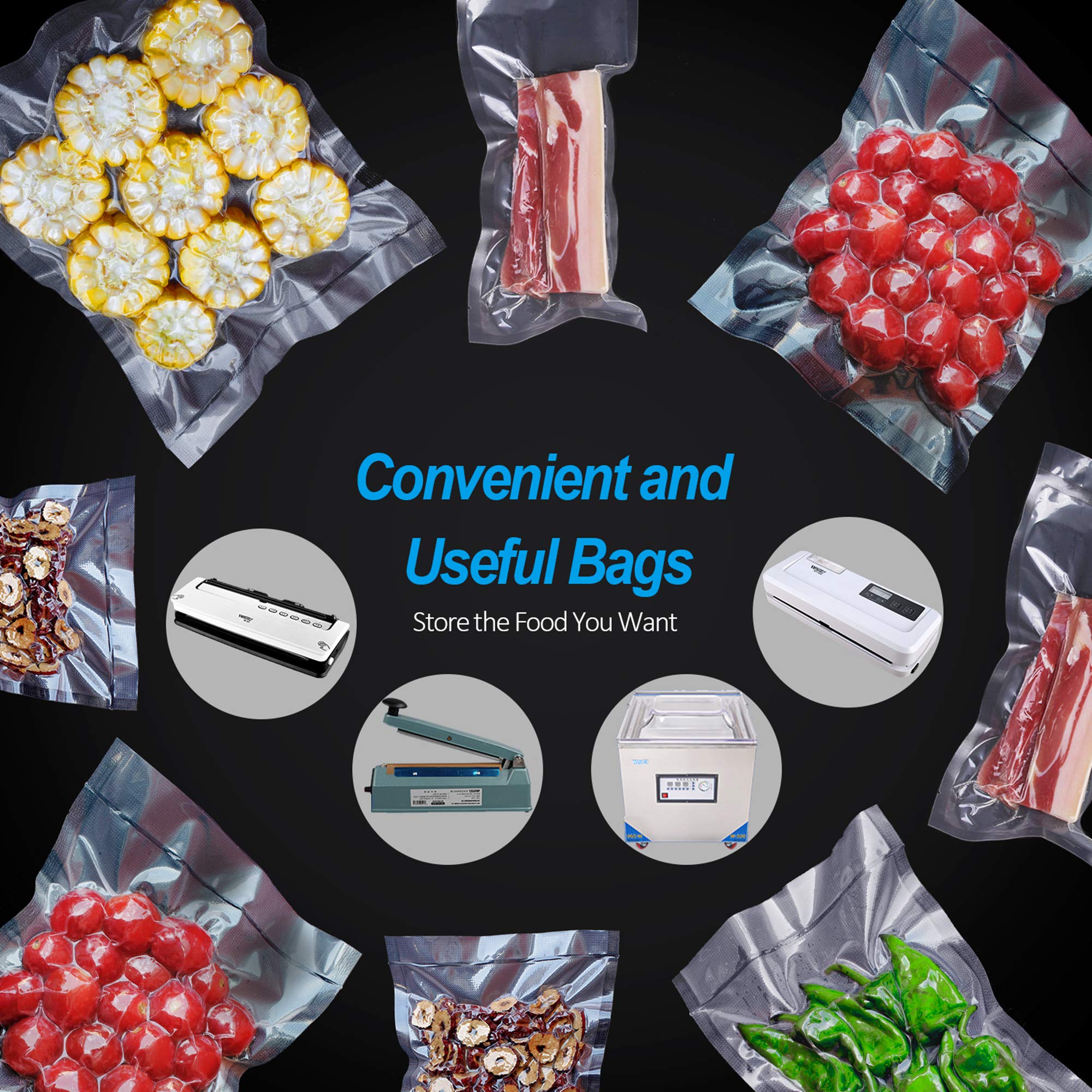2.7×4 Inch/7x10cm Mini Vacuum Sealer Bags,Small Precut Food Storage Bag,Seal Meal Snack Fruit Nut,Boil Steam Heat Freeze,Commercial Grade Heavy Duty Sealable Bags(100PCS, Transparent)