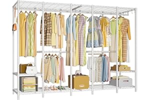 Ulif H50 Garment Rack Heavy Duty Clothes Rack, Freestanding Extra Large Portable Closet Wardrobe Rack, Clothing Racks for Hanging Clothes 89.8''W x 15.8" D x 76.4" H, Max Load 1400 Lbs, White