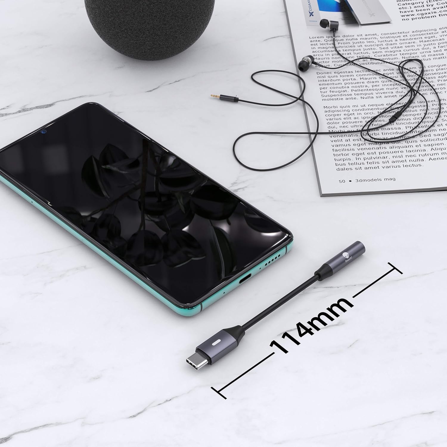 USB C to 3.5mm Dongle Adapter (2 Packs), Stouchi 384KHz-32bit USB C Headphone Audio Jack Adapter Type C to 3.5mm Hi-Fi DAC Chip for Samsung Galaxy S20 Ultra Z Flip Note 20,Pixel 4/ 3, iPad Pro -Gray: Electronics
