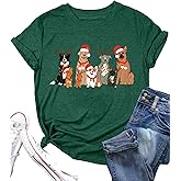 MQSVPUT Christmas Shirts for Women: Merry Christmas Printed Short Sleeve T-Shirts Xmas Holiday Tees Tops for Family