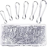 250 Pieces 6 Size 304 Stainless Steel Spring Hooks, 20mm 25mm 28mm 30mm 32mm 40mm Lanyard Snap Clip Hooks Rust-Proof Flag Pole Clips Zipper Pull for ID Card, Key Chain, Purse, DIY, Curtains