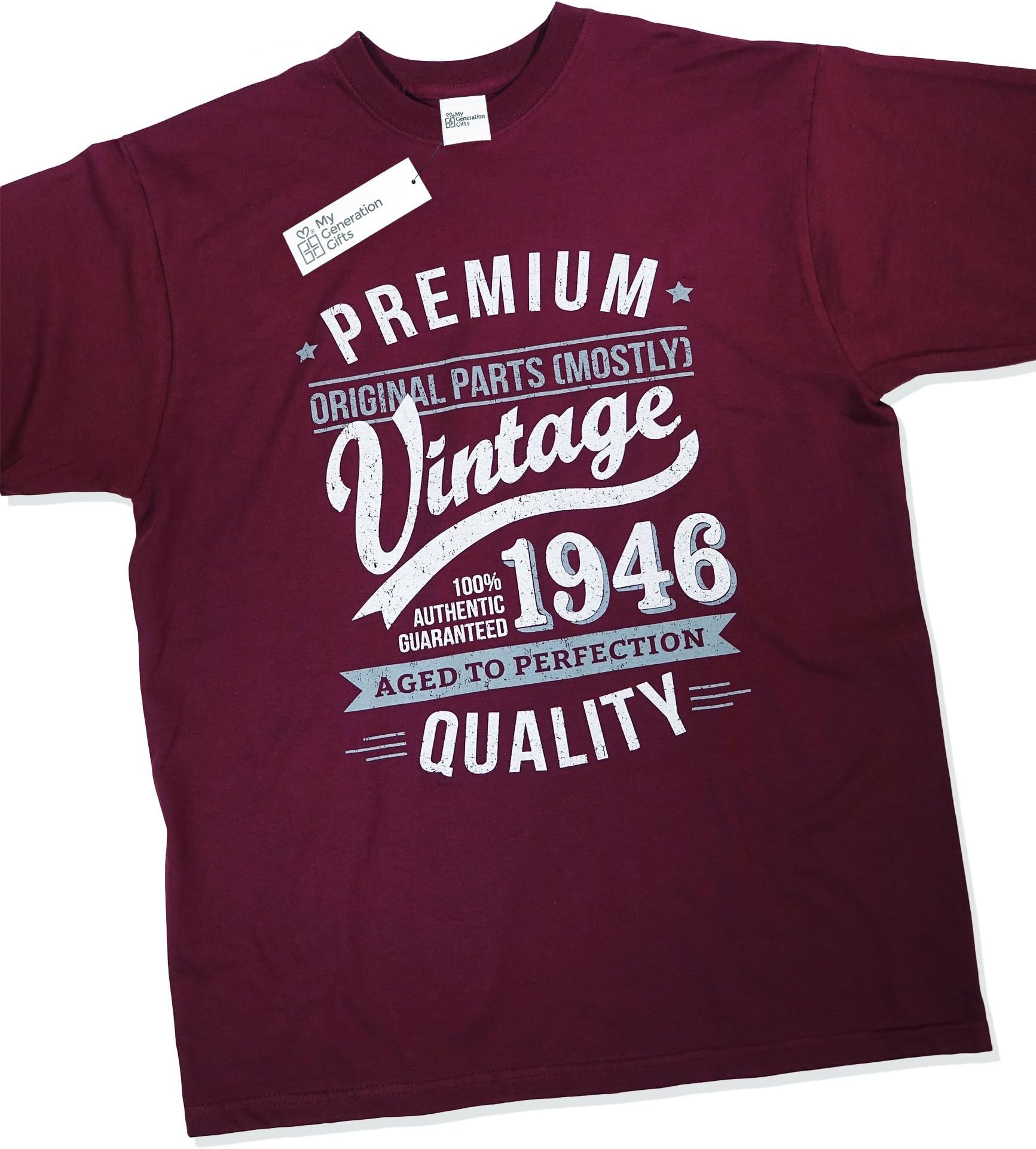 1946 Vintage Year - Aged to Perfection - 72nd Birthday Gift / Present T-Shirt Mens Burgundy XL