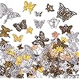 stino 100g Metal Pendant Charms for Jewelry Making, Bulk Silver & Gold Charms for Braclet Necklace Crafts, Animal Plant Flower Pet and so on