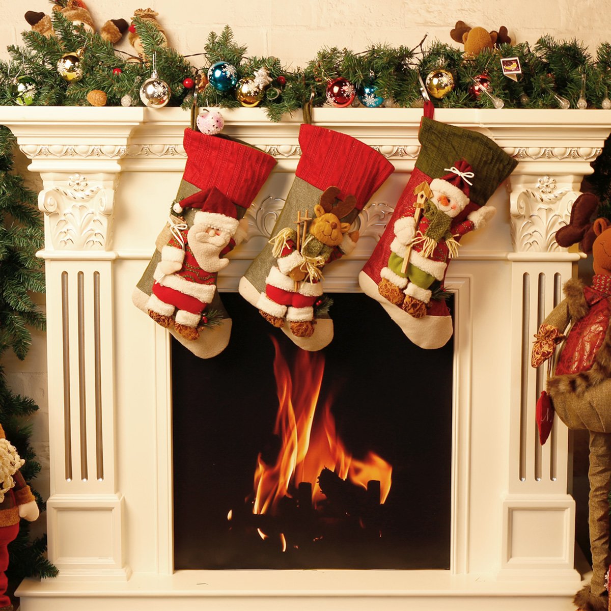 Moonmini 3d grande decorazione Natale Calza idea regalo Hanging Bag Cute Novelty Ornament Craft (Pupazzo di neve)