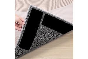 BALEINE 12PCS Rug Tape, Double Sided Non Slip Rug Gripper for Hardwood Floors, Reusable Gripper Prevent Sliding, Washable Carpet Tape for Area Rugs (Rectangular)