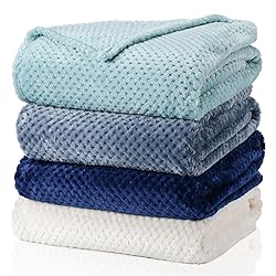 Newwiee 4 Pcs Flanne Fleece Throw Blanket for Bed