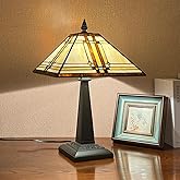 Capulina Tiffany Lamp Stained Glass Table Lamp 12x12x19 Inches Cream Color Tiffany Style Desk Reading Lamp Decor for Home Off