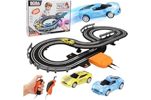 EYEEXTEND Slot Car Race Track Sets for Kids Toys, with Two Slot Cars and Two Handles to Control The Speed, Circular Overpass Race Track, Two Players Game Suitable for Children