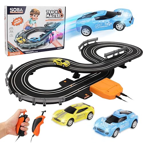 Slot Car Race Track Sets for Kids Toys, with Two Slot Cars and Two