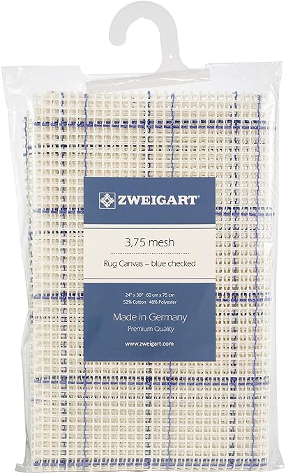 Zweigart Rug Canvas 24X30 3.75 Mesh-24X30 Blue Checked