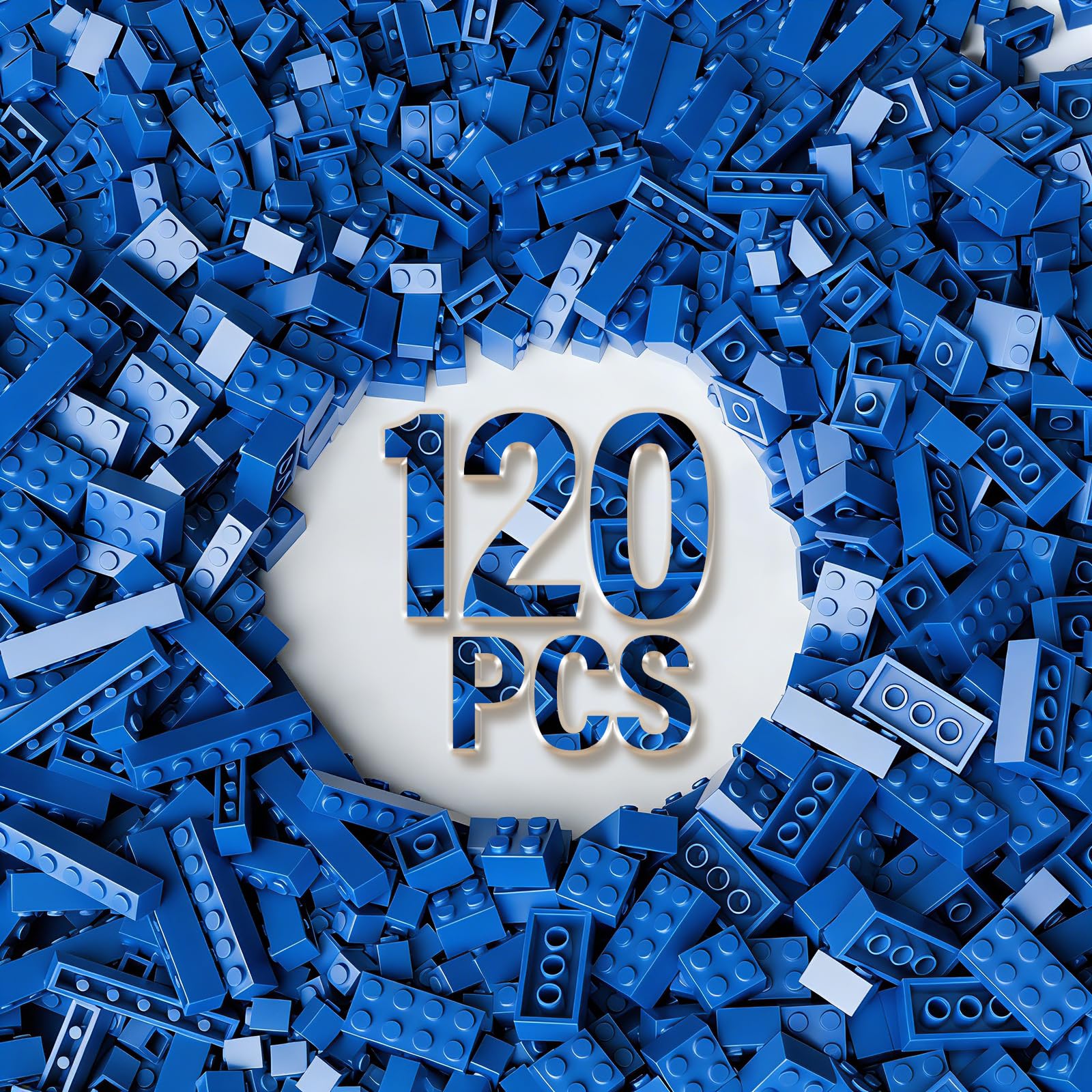 Photo 1 of 120 Pieces Bulk Bricks, 8 Sizes of Mixed Building Blocks, Compatible with Lego and All Other Brands (Blue)