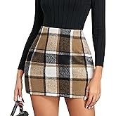 Womens Plaid Skirts High Waist Pencil Skirt Bodycon Christmas Skirt Fall Winter Outfits for Women