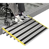 Nuvium 6 in Threshold Ramp for Doorways, Modular Aluminum Wheelchair Ramp | 34 in W x 28.2 in L, High-Visibility Yellow Edge, Adjustable Top Plate, 880 lb Capacity, Scooters and Power Chairs