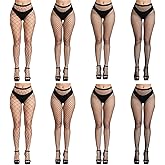 CHRORINE 2/4/8 Pack Fishnet Stockings Women High Waist Tights 2/4 Styles Fishnet Tights Pantyhose