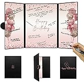 DARUNAXY Rose Gold Birthday Party Decorations, Jumbo Happy Birthday Alternative Signature Guestbook for Women Girls Cheers to 30 40 50 60 70 80 90 Years Old Gifts Signing Card Board Party Supplies