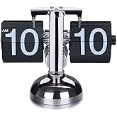WoneNice Desk Clock, Retro Digital Flip Down Clock - Battery Operated with Internal Gear Mechanism for Office, Bedroom, Kitch