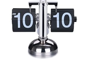 WoneNice Auto Flip Clock, Battery Powered Retro Desk Clock with Large Numbers for Office Bedroom Kitchen School Hotel Café - Black